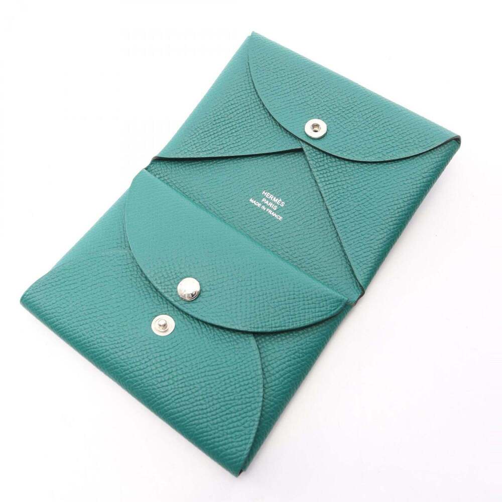 Hermes Calvi Duo Vert Vertigo Wallet - Coin Purse Veau Epsom Leather Women's ... - Picture 3 of 10